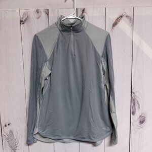 The North Face Women’s Large FlashDry 1/4 Zip Top Gray Thumbholes EUC